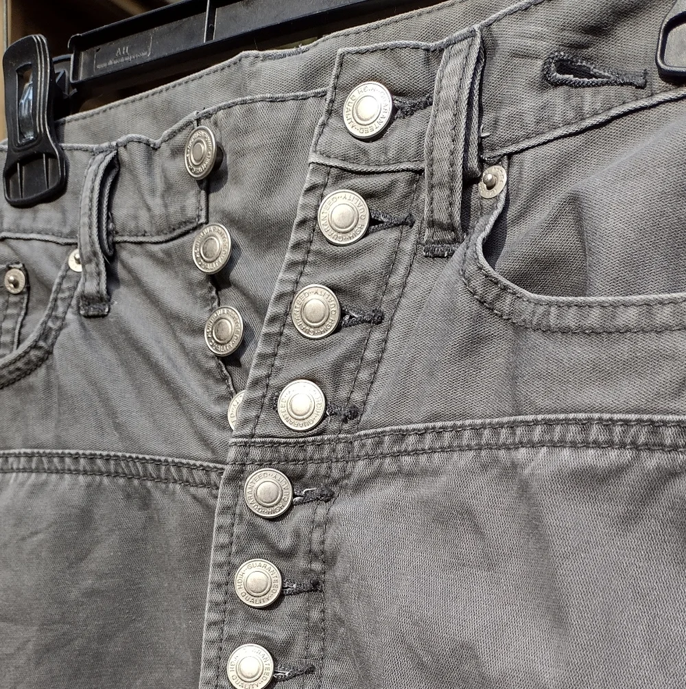 Gray Button-Fly Jeans - Picture 3 of 10